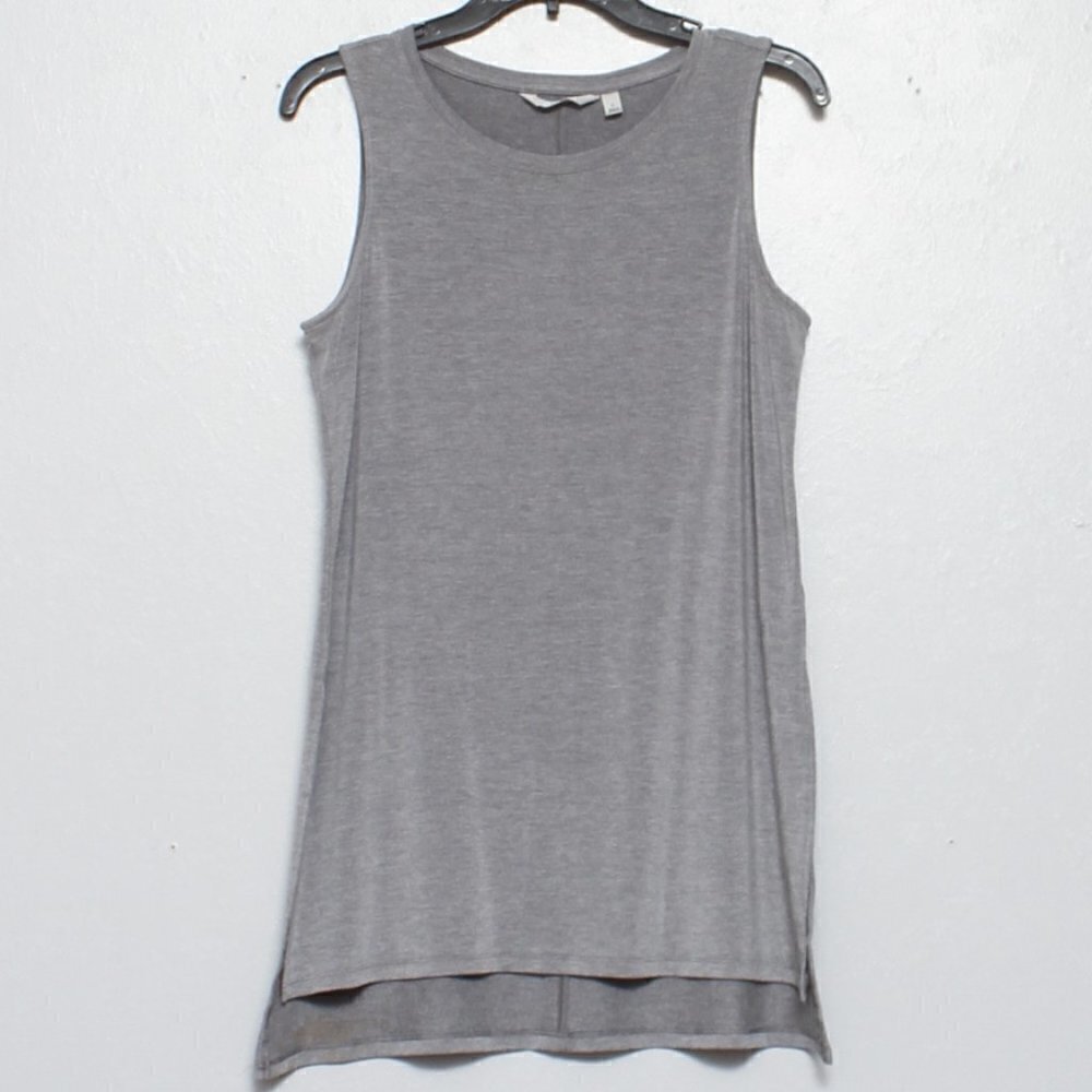 Athleta side slit cya muscle tank gray tencel blend workout tank top